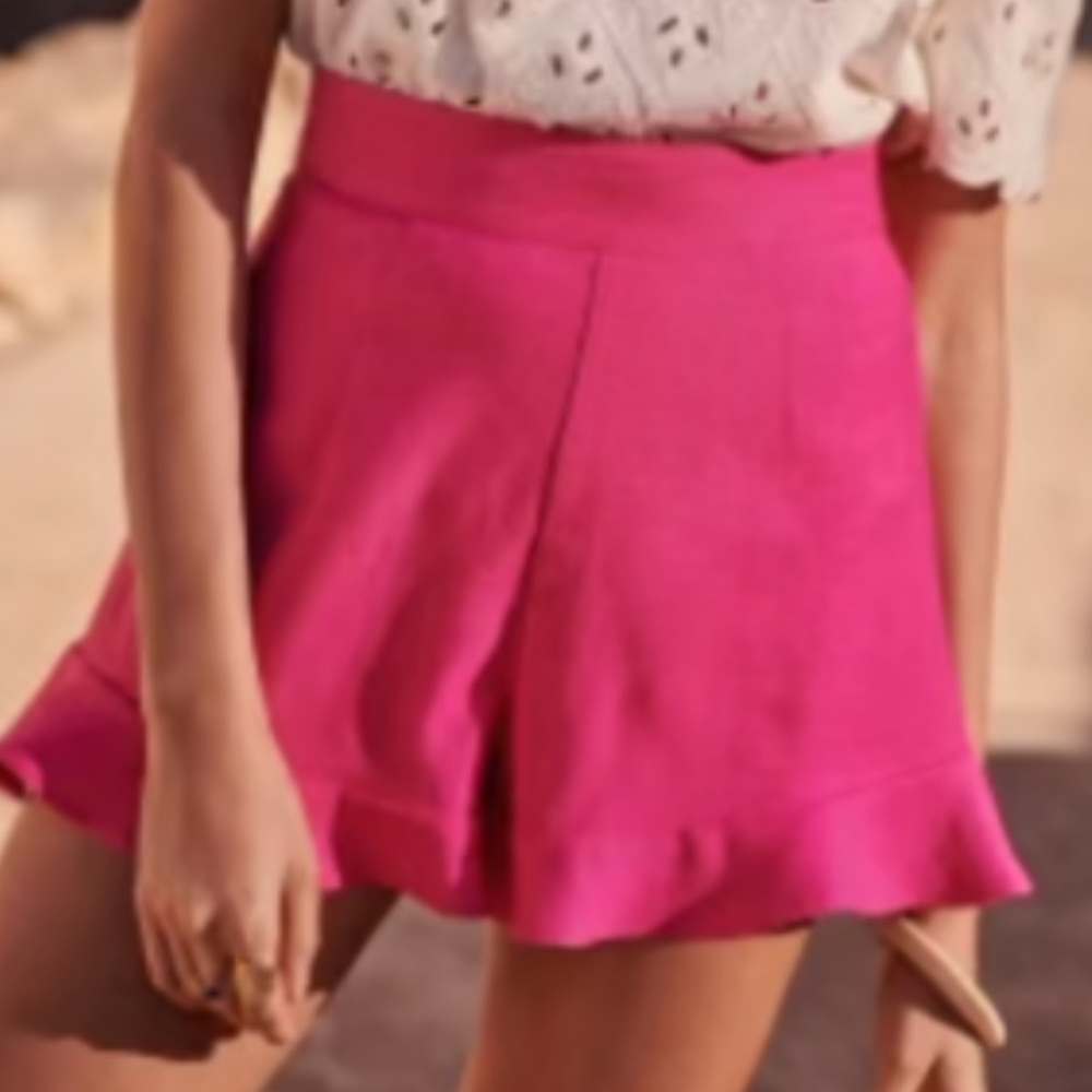 Vibrant Sézane Dorian Pink High-Waisted Shorts 42